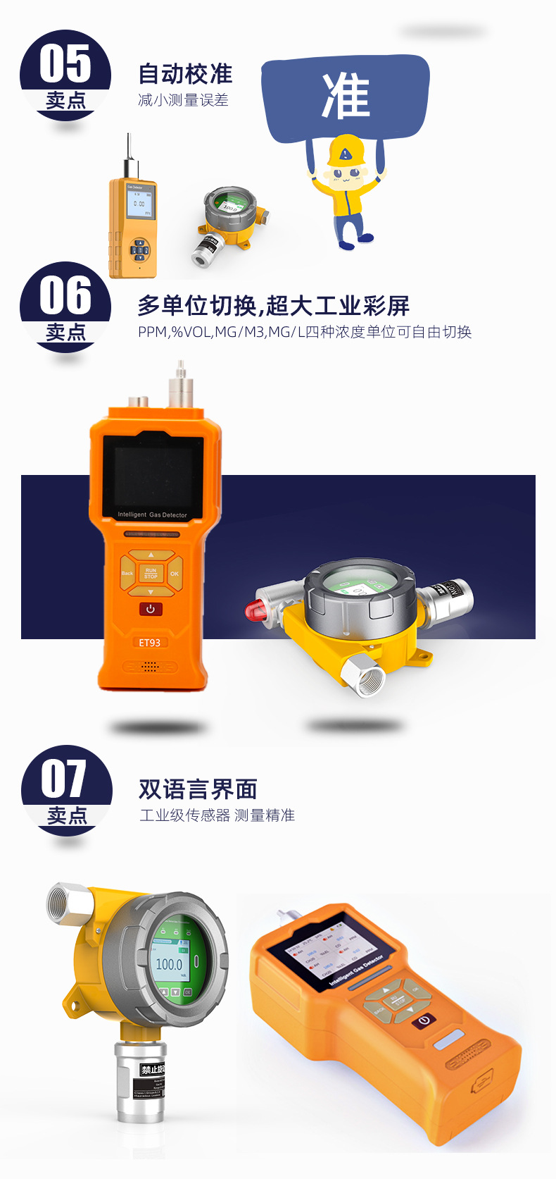 氧气氨气氯气四合一气体检测仪 二氧化碳硫化氢
